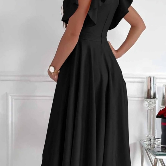 PRETTYGARDEN Women's Summer Midi Dress Ruffle Cap Sleeve V Neck Swing A Line Coc - Picture 3 of 5